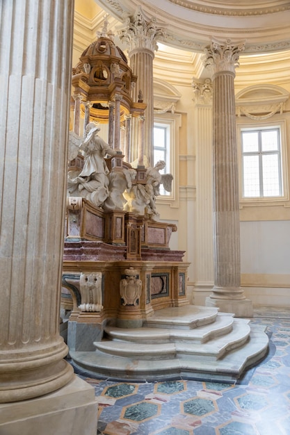 Baroque catholic church altar in Italy Old interior religious building