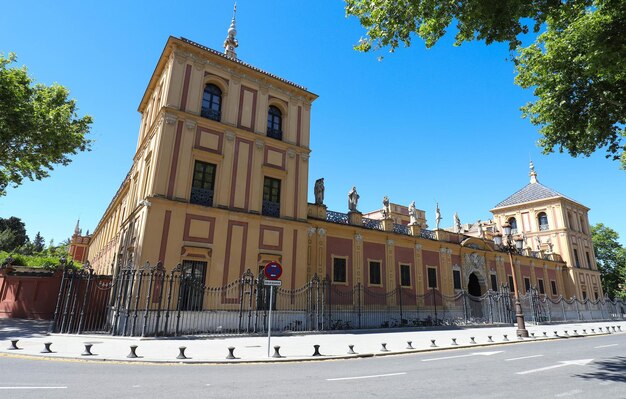 Baroque facade of the Palace of San Telmo in Seville at sunny day Spain