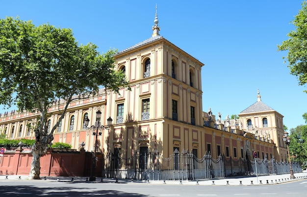 Baroque facade of the Palace of San Telmo in Seville at sunny day Spain