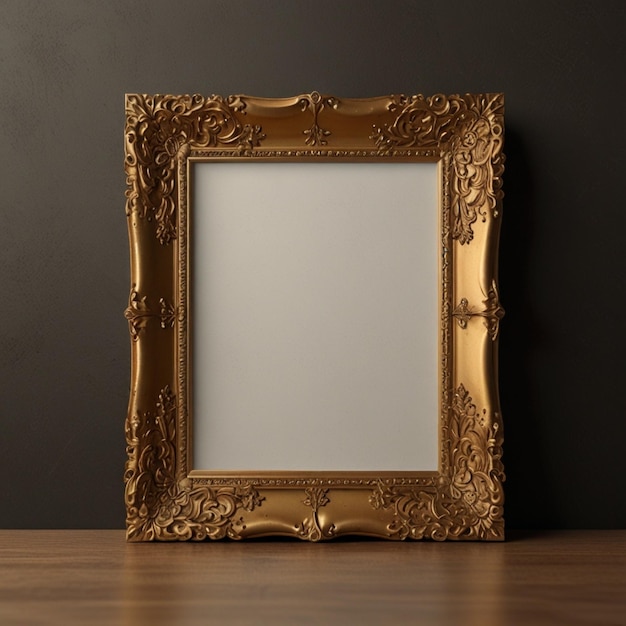 Baroque golden picture frame and vase mockup with space for your picture or text