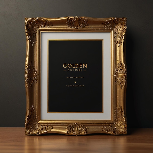 Baroque golden picture frame and vase mockup with space for your picture or text