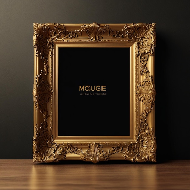 Baroque golden picture frame and vase mockup with space for your picture or text