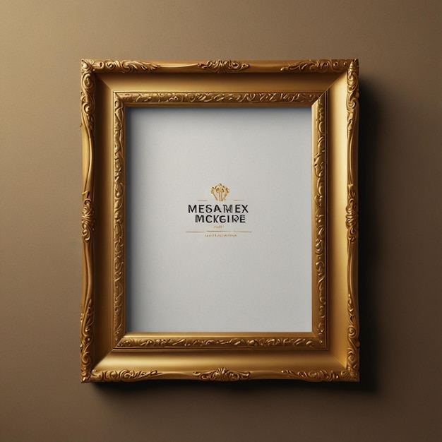 Baroque golden picture frame and vase mockup with space for your picture or text