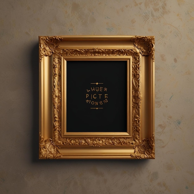 Baroque golden picture frame and vase mockup with space for your picture or text