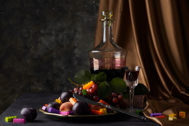 Baroque style with fruits on plate