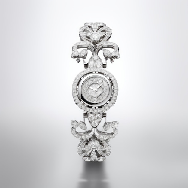 Baroqueinspired Diamond Hand Watch With Ornamental Details