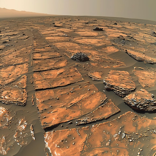 Photo a barren desert terrain filled with numerous rocks and dry soil