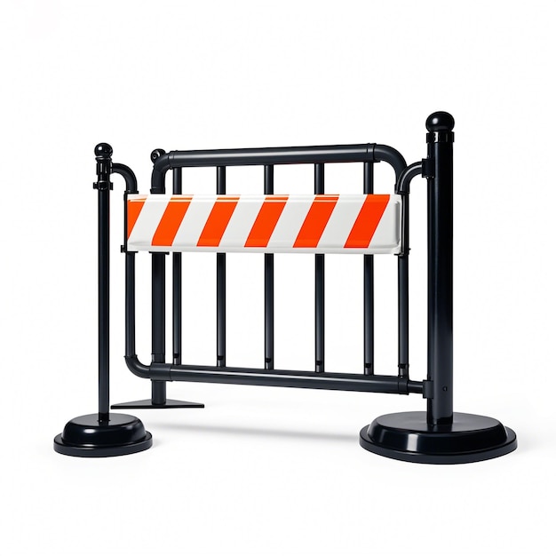 Photo a barrier with an orange and white sign that says quot caution quot