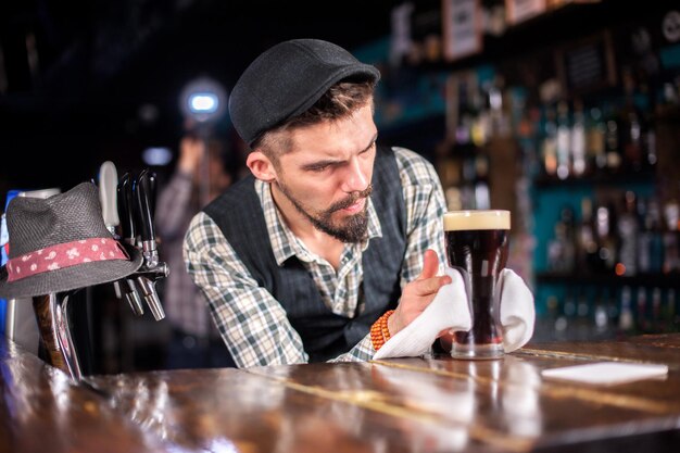 Bartender creates a cocktail on the brasserie