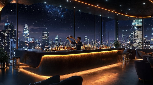 Bartender at a Luxury Hotel Rooftop Bar