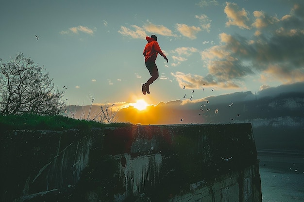 Photo base jump from the cliff