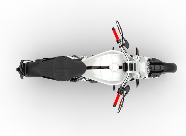 Photo base white modern powerful motorcycle top down view