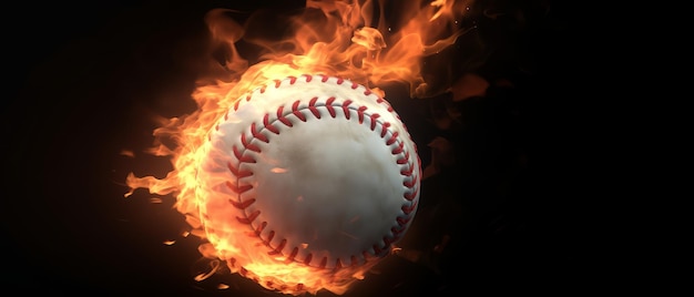 Baseball ball on fire Generative AI