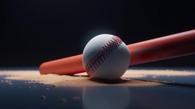 Baseball bat and ball ai generate