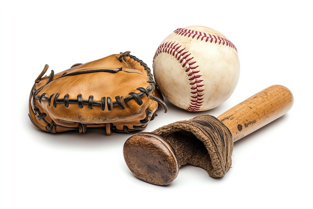 Photo baseball bat and ball and gloves