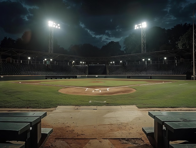 Baseball diamond with empty stands graphic