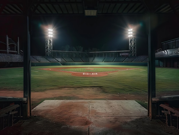 Baseball diamond with empty stands graphic