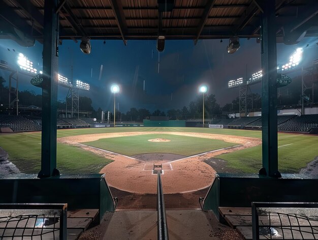 Baseball diamond with empty stands graphic