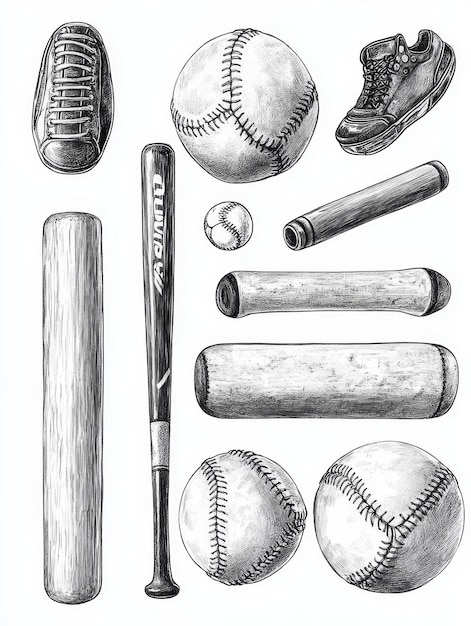 Photo baseball equipment illustration