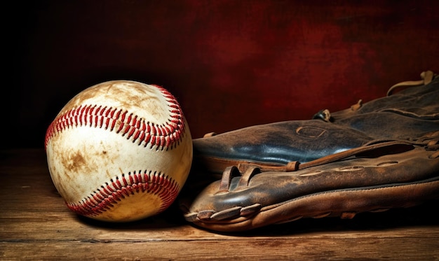 Baseball Glove and Baseball on Table