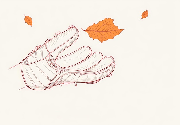 Photo a baseball glove open wide with autumn leaves falling nearby symbolizing the end of the baseb