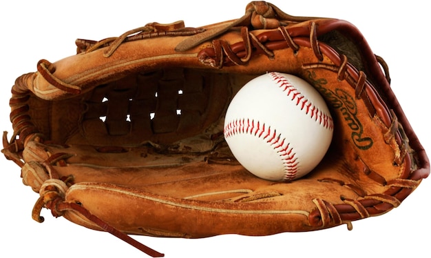 Baseball glove with a ball in it - isolated image