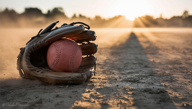 Photo baseball glove with a ball