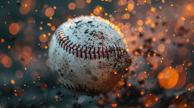 a baseball is flying through the water with a fire behind it