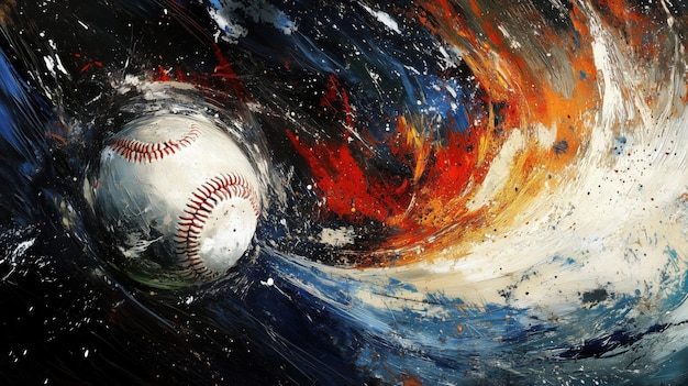 Photo baseball in motion vibrant abstract background dynamic colors