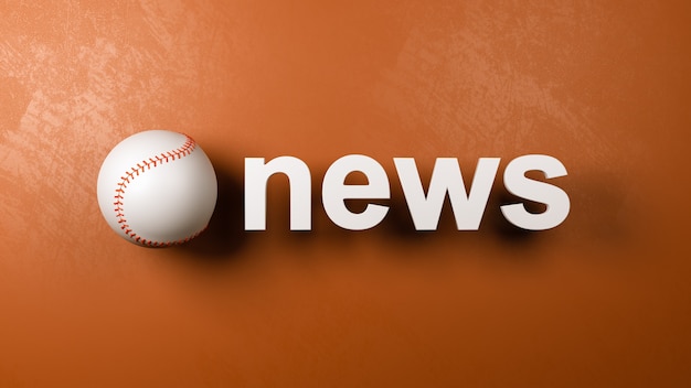 Baseball and News Text Against Wall