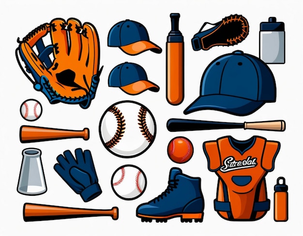 Photo baseball starter kit cartoon vector icon illustration sport object icon concept isolated premium vector