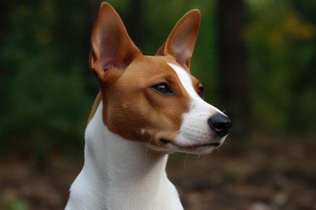 Photo basenji kongo terrier dog red basenji portrait african not barking dog abstract generative ai illustration