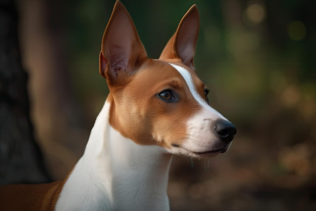 Photo basenji kongo terrier dog red basenji portrait african not barking dog abstract generative ai illustration