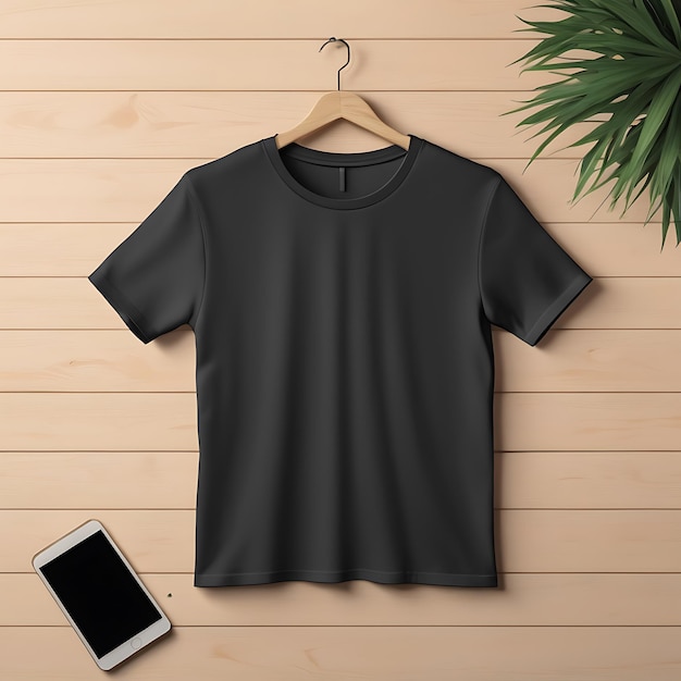 Photo basic black tshirt mockup