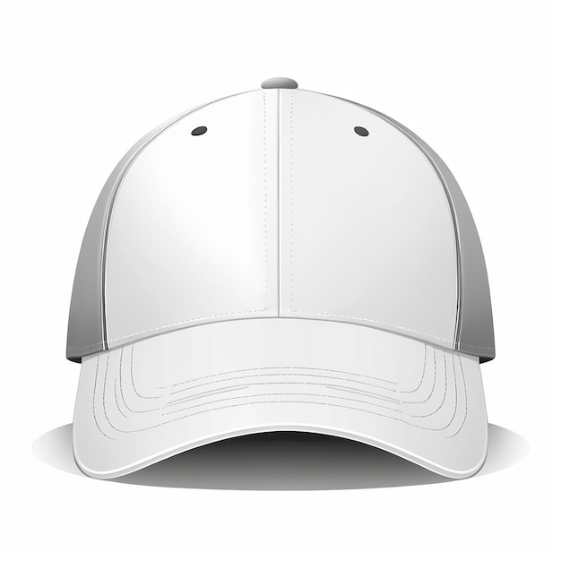 Photo basic white grey baseball cap front view white bakground