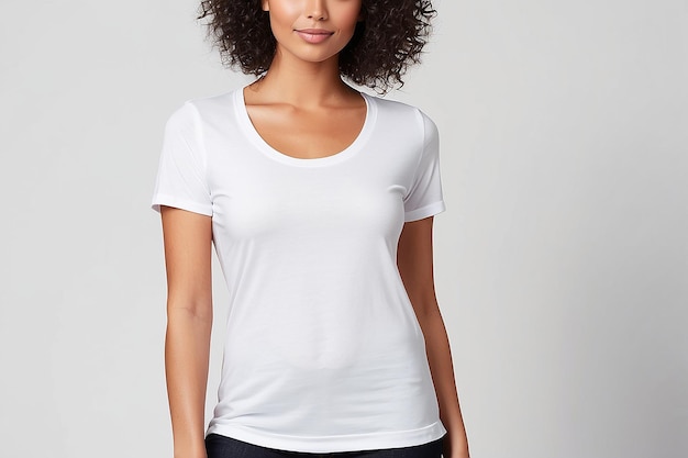 Photo basic white scoop neck tee womenrsquos apparel front view