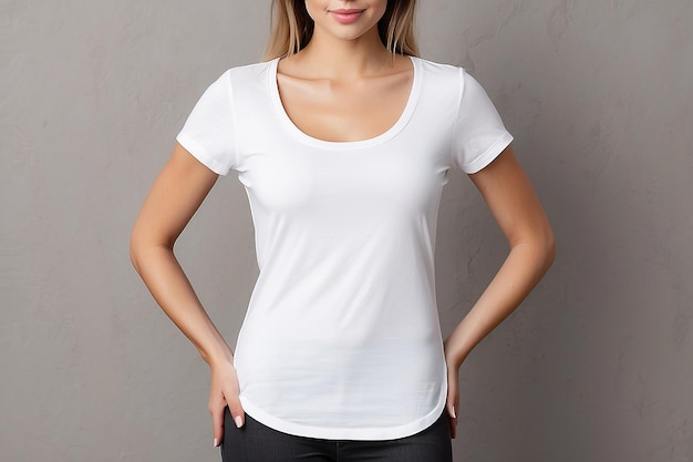 Photo basic white scoop neck tee womenrsquos apparel front view