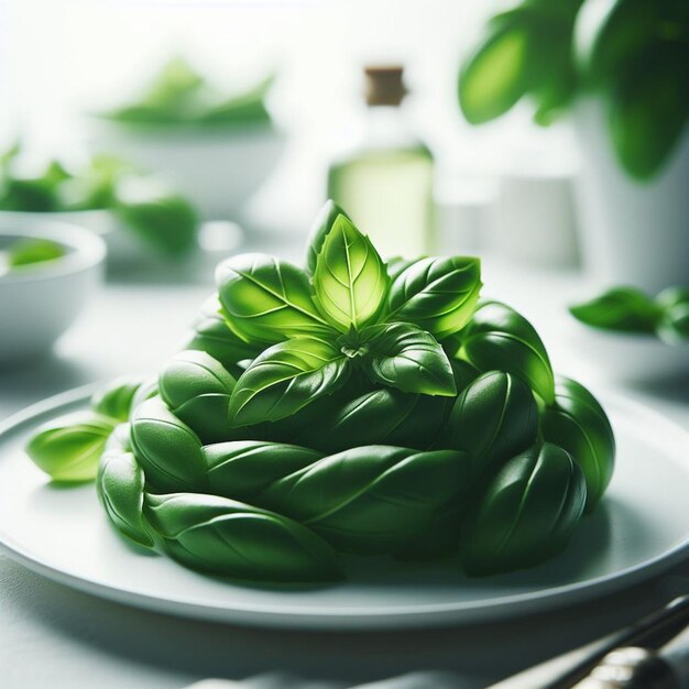 Basil leave white background