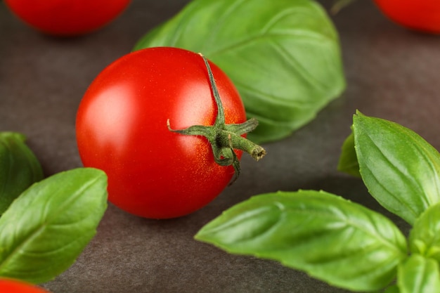 Basil and tomato cherry Tomato and basil greens