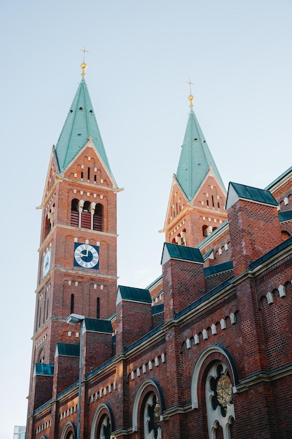 The Basilica of Our Mother of Mercy is a Franciscan church made of red bricks in Maribor Slovenia