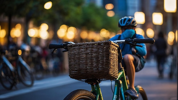 a basket on a bike that has a basket on it