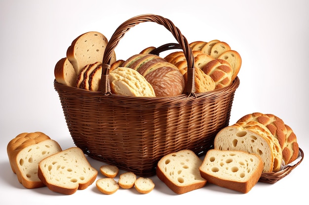 A basket of bread with a basket of bread on it