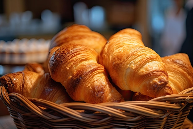 a basket of croissants