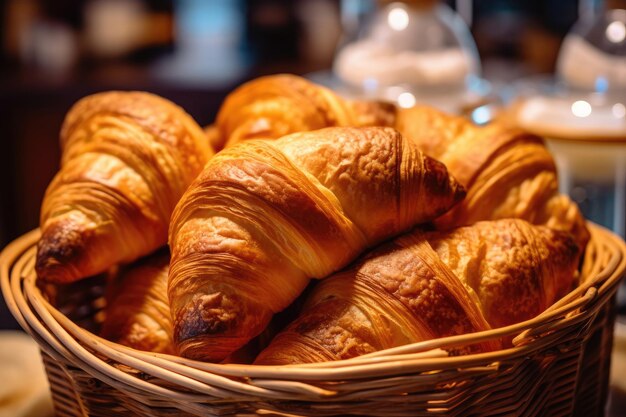 a basket of croissants