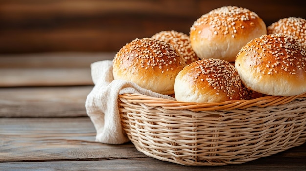 Photo a basket filled with fresh bread and an assortment of bread buns