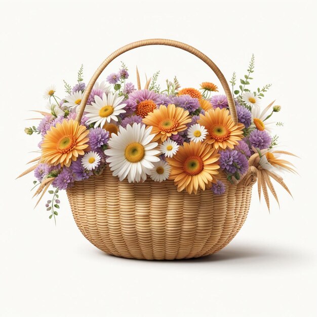 Photo a basket of flowers with a basket that says  daisies