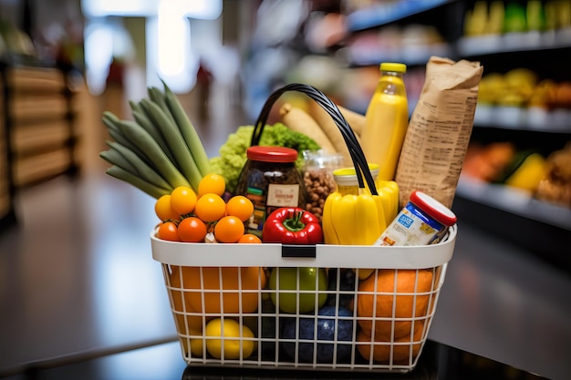 A basket of food from the food pantry