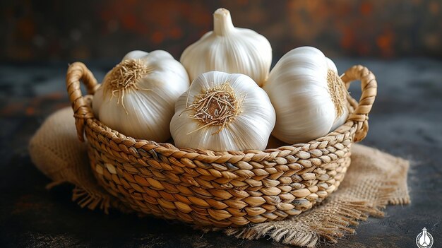 Basket of Four Garlic Bulbs