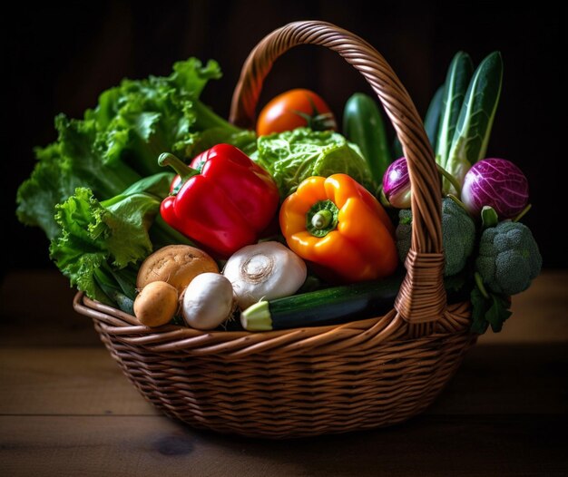 A basket of fresh vegetables from a local farm