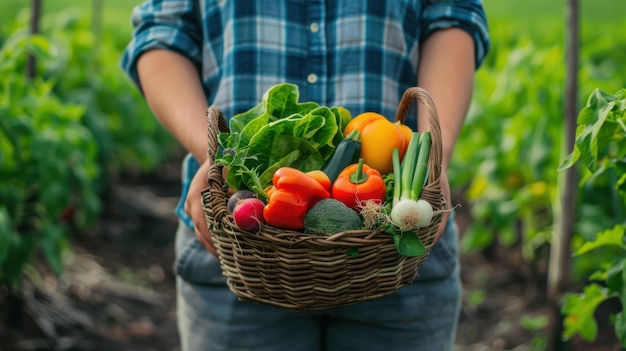 Photo the basket of fresh vegetables